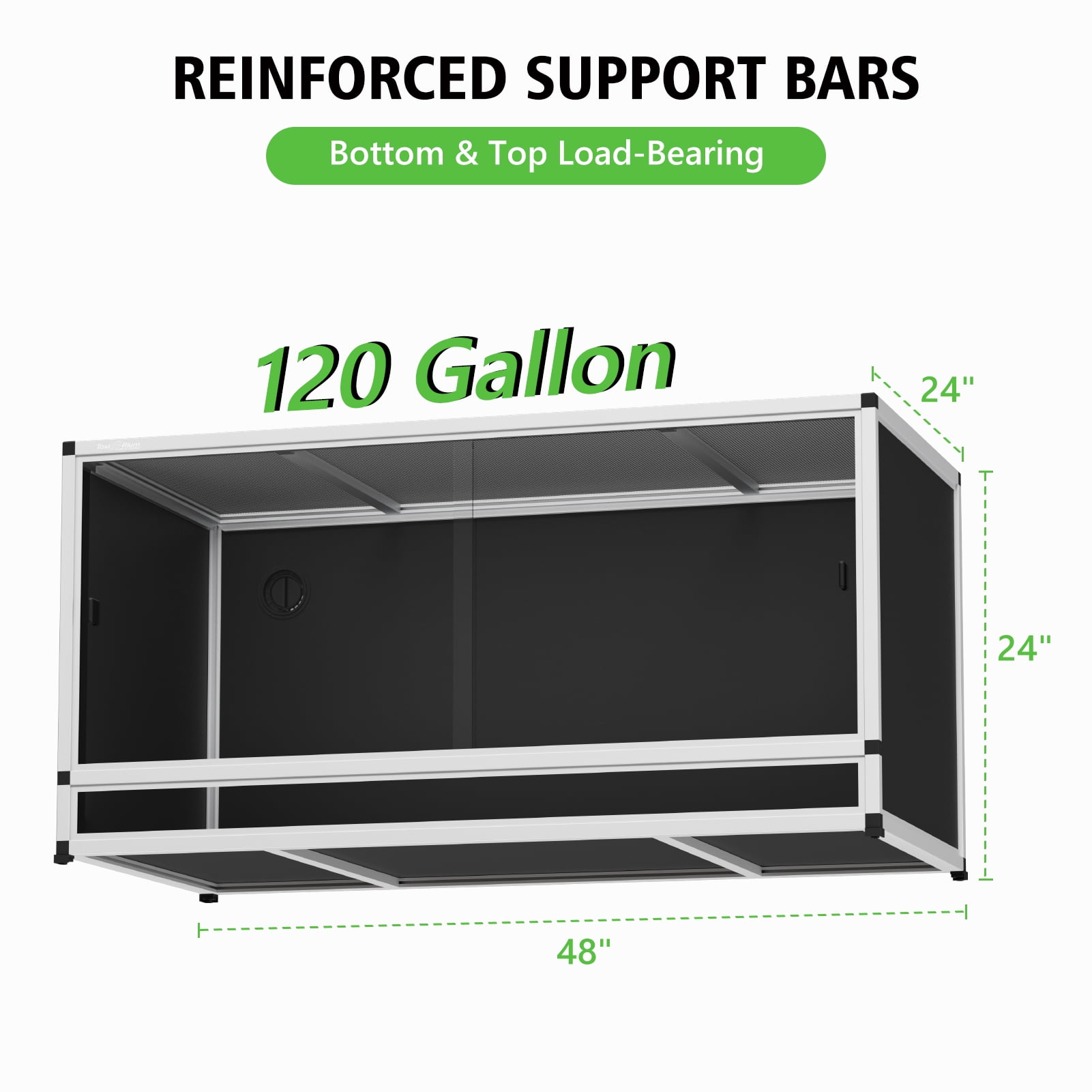 Toxirium 48x24x24 inch 120 gallon Stackable PVC Reptile Enclosure, Large Lizard Tank for Bearded Dragon, Lizard, Snake with Front Sliding Doors and Lock, Easy-Clean Terrarium