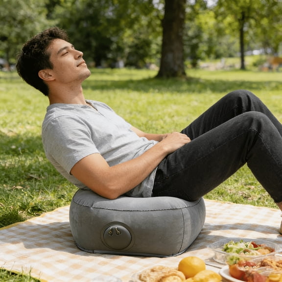 Press-Inflatable Portable Folding Lazy Chair - Camping & Fishing Inflatable Seat, Outdoor Stargazing Recliner, Quick-Inflate & Wear-Resistant, Lightweight for Picnic, Beach & Car Emergency