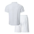 thumbnail image 2 of Stamzod Mens Summer Outfits 2 Piece Solid Color Stand-Up Short Sleeve Shirts and Shorts Set Daily Casual Loose Plus Size Sweatsuits for Men White S, 2 of 9