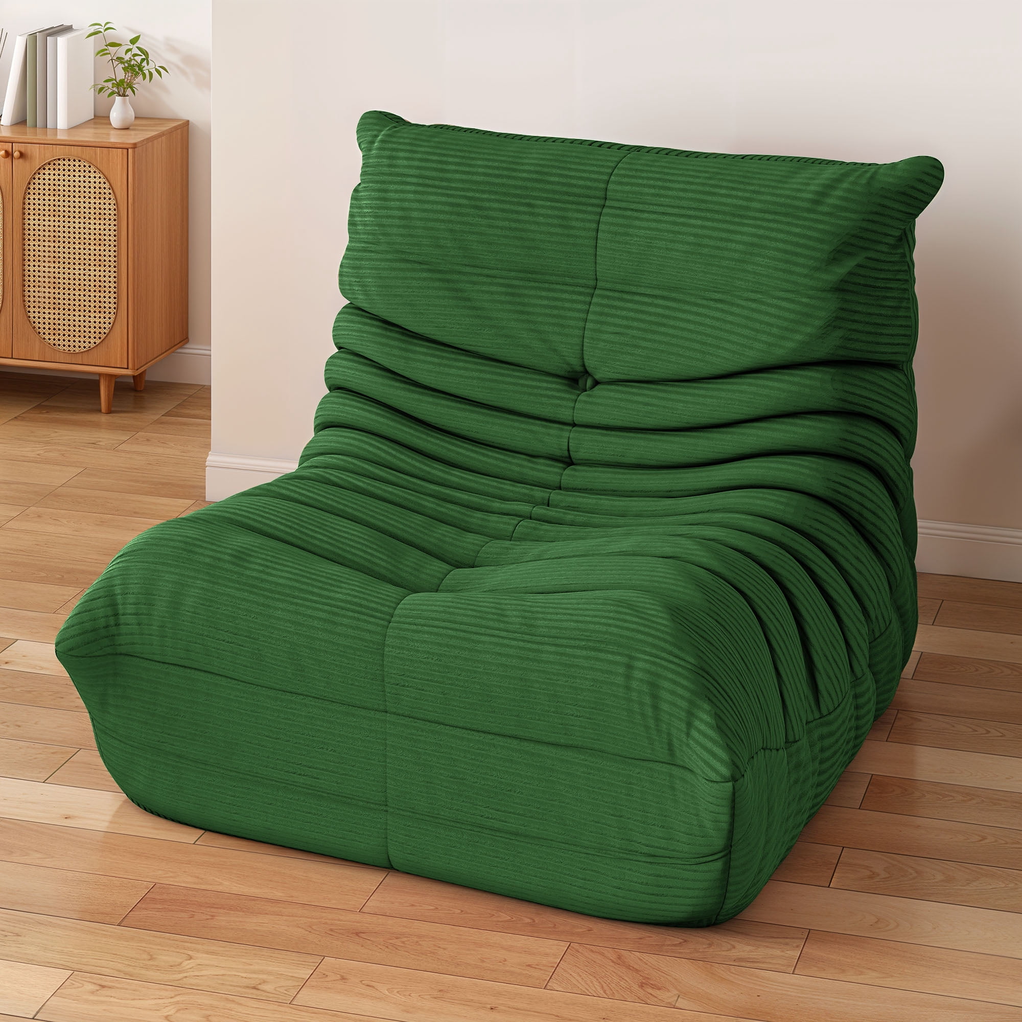 Craftian Bean Bag Chair with High Back, Giant Lazy Floor Sofa for Adult, Single Comfy Togo Sofa with Memory Foam, Green