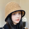 thumbnail image 3 of SikaFu Autumn And Winter New Pot Hats Fisherman Hat Lamb Hairy Hairs Female Net Red Ins, Knitted Hat Bucket Cap, 3 of 9