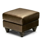 Angle View: Softaly Sicily Leather Ottoman, Dark Brown