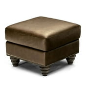 Softaly Sicily Leather Ottoman, Dark Brown