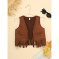 thumbnail image 5 of iiniim Baby Boy Girl Western Cowboy Vest Toddler Halloween Cowboy Photography Prop Waistcoat Brown 0-3M, 5 of 7
