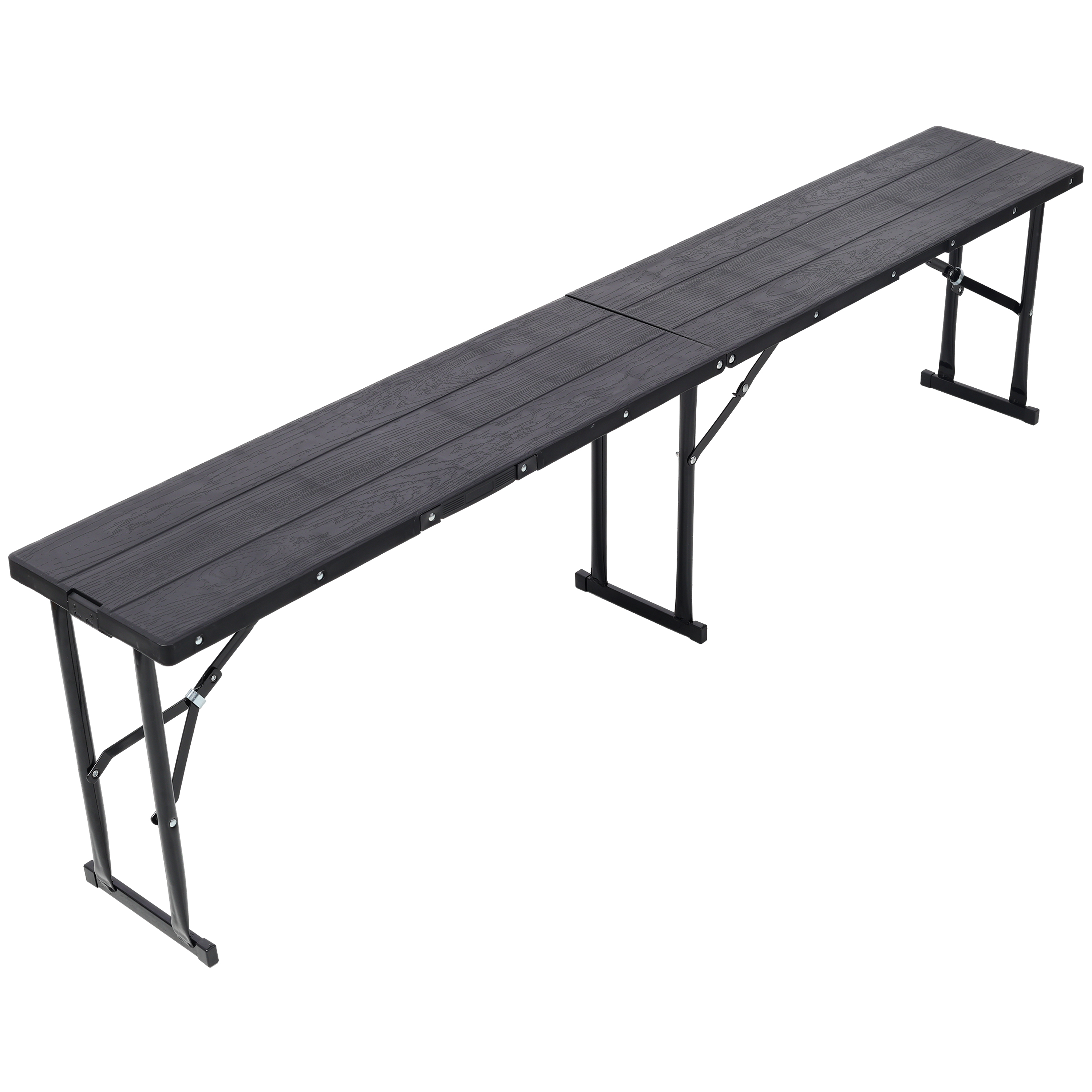 70Inch Portable Folding Picnic Table Set with 2 Benches,3‑Piece Indoor Outdoor Folding Furniture Set,Wood Grain Tabletop for Camping,Backyard Party,Picnic,Wedding Gatherings,Black