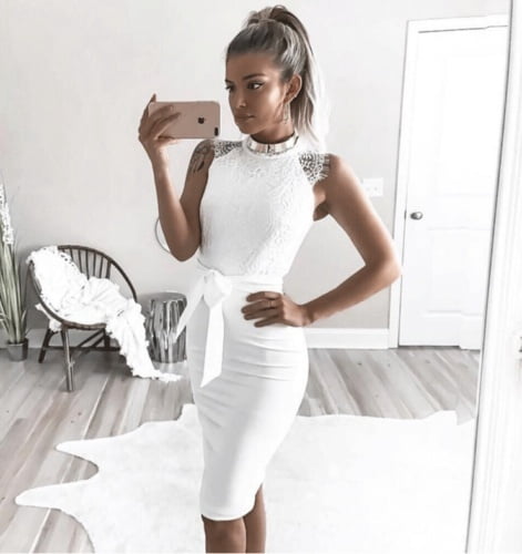 Lace Floral Cocktail Elegant Dress 