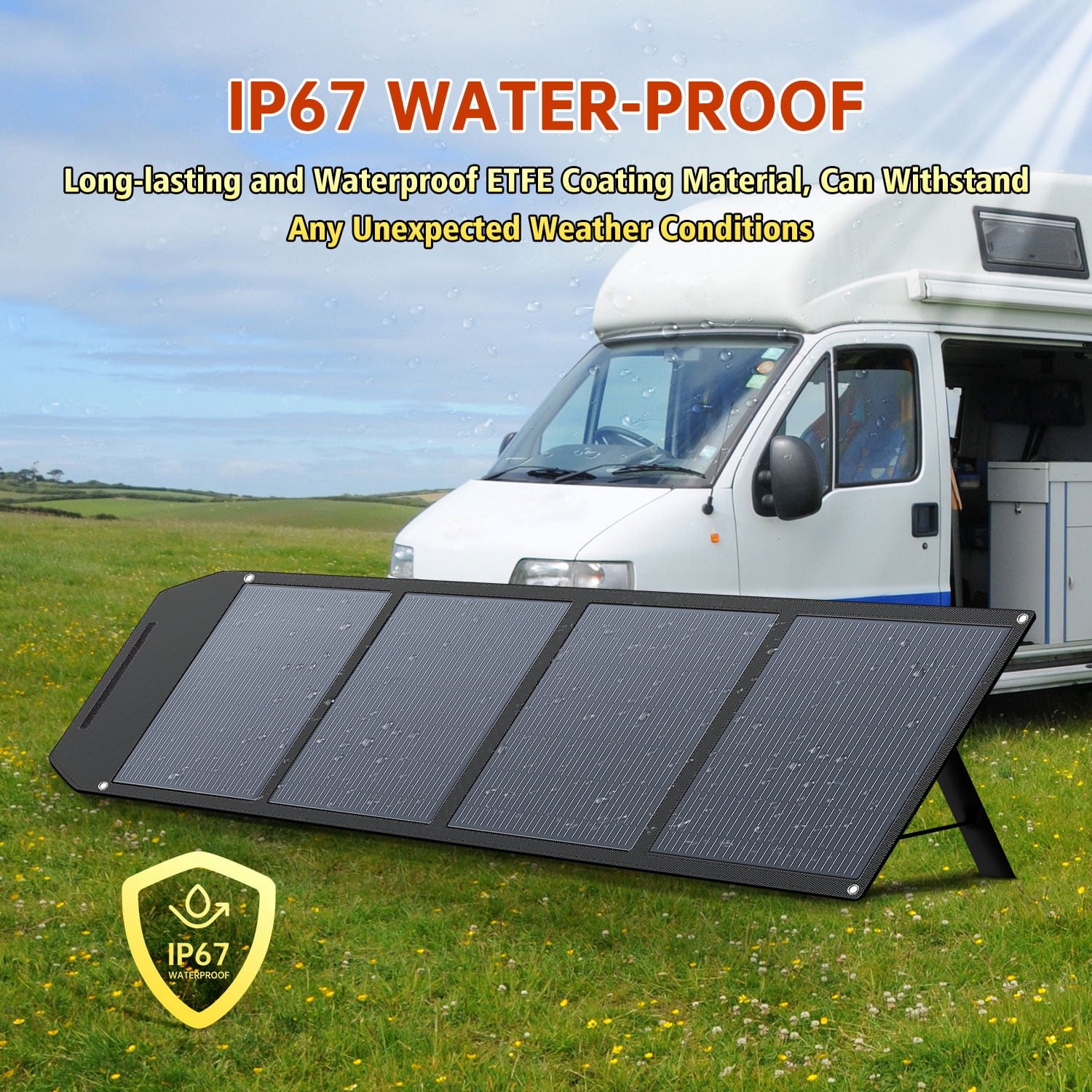 LVYUAN 300 Watt Solar Panel Foldable Solar Charger with Adjustable Kickstands, Portable IP67 Waterproof for Camping,  Home, RV, Outdoor, Power Station, off Grid