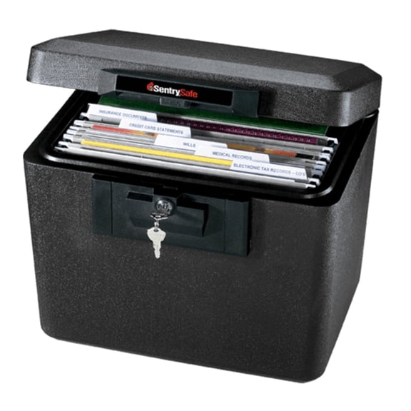SentrySafe 1170 Fireproof Document Box with Key Lock, 0.61 CuFt., Black