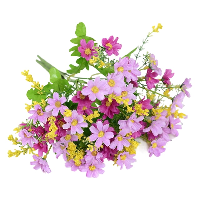Flores artificiales de 28 cabezas para exteriores, flores silvestres de seda sintética con tallo, arreglo floral falso para macetas, cestas colgantes, porche, patio, decoración de jardín.