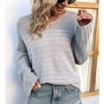 thumbnail image 2 of Suéter de cuello redondo para mujer, Top de punto calado, suéter de manga Dolman, Jersey de punto informal suelto, 2 of 7