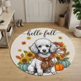 thumbnail image 2 of Round Area Rugs 6Ft, Thanksgiving Fall Non-Slip Washable Circle Rugs Carpet, Country Dog Pumpkin Sunflower Maple Leaf Indoor Outdoor Rug Floor Mats Throw Runner for Bedroom Living Room Bathroom, 2 of 7