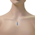 thumbnail image 3 of 925 Sterling Silver Womens Three-Stone Teardrop Blue Turquoise-Tone Simulated Opal Pendant Necklace, 3 of 4