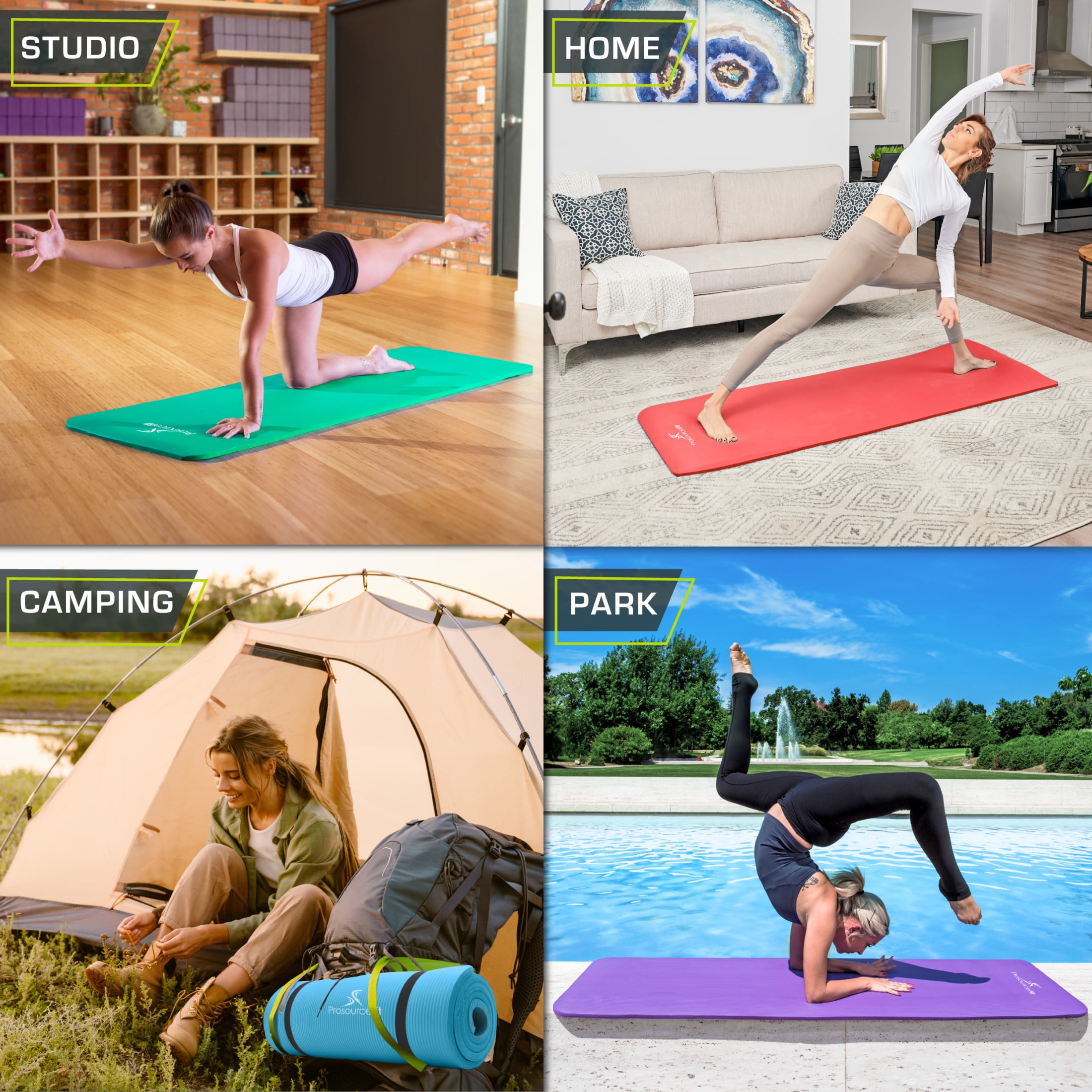 ProsourceFit Extra Thick Yoga and Pilates Mat 1/2-inch or 1-inch Thick for Fitness