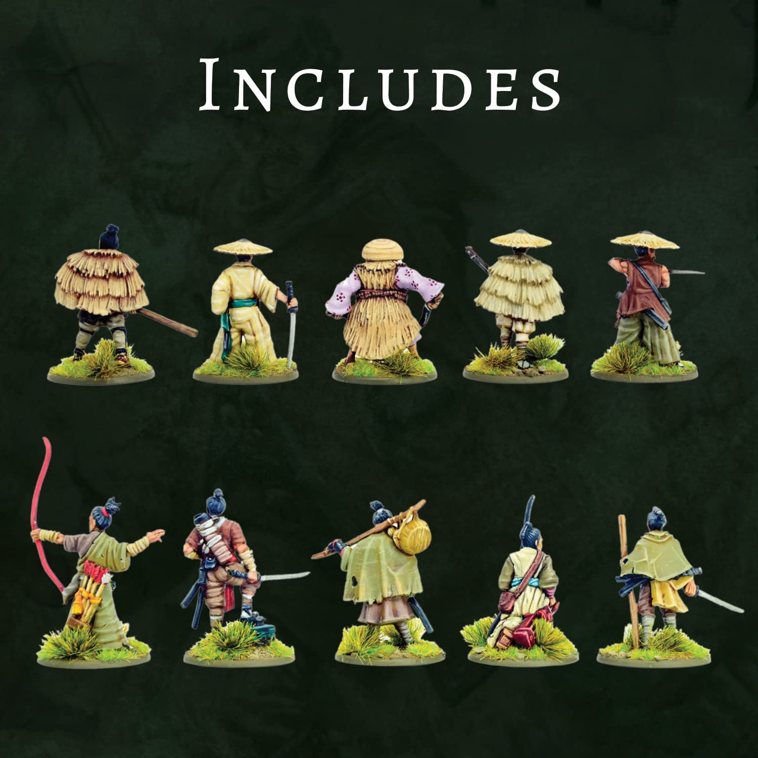 Warlords Of Erehwon: Samurai Heroes Miniatures Set - 9 Metal Models For Tabletop Wargaming