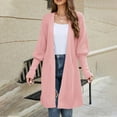 thumbnail image 6 of Women's Long Lantern Sleeve Open Front Cable Knit Loose Cardigan Sweater Solid Color Casual Comfy Fall Outwear with Belt Womens Clothes, 6 of 6