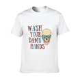 thumbnail image 3 of Men's and Women's Graphic T - Shirt with "Wash Your Damn Hands" Skull Print for Adults, Short - Sleeved Tee, 3 of 10