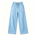 thumbnail image 4 of Njagoc3 Wide Leg Pants for Women Yoga Sweatpants Lounge High Waisted Drawstring Casual Loose Baggy Pants, 4 of 6