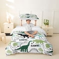 thumbnail image 2 of Metsweet Retro Dinosaurs Twin Duvet Cover, Tropical Leaves Twin Bedding, Green Black,2pcs,1 Duvet Cover and 1 Pillowcase, 2 of 6