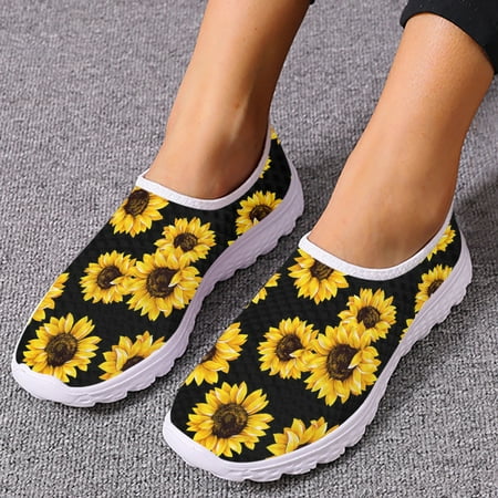 Sunflower Print Summer Ladies Sneakers Flats Women Casual Shoes Women Loafers Slip On Casual Shoes Flats Shoes