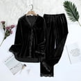 thumbnail image 2 of qolati Womens Two Piece Velvet Pajama Set qolati Long Sleeve Lounge Sets Button Down Shirts and Long Pants PJs Soft Sleepwear Set, 2 of 6