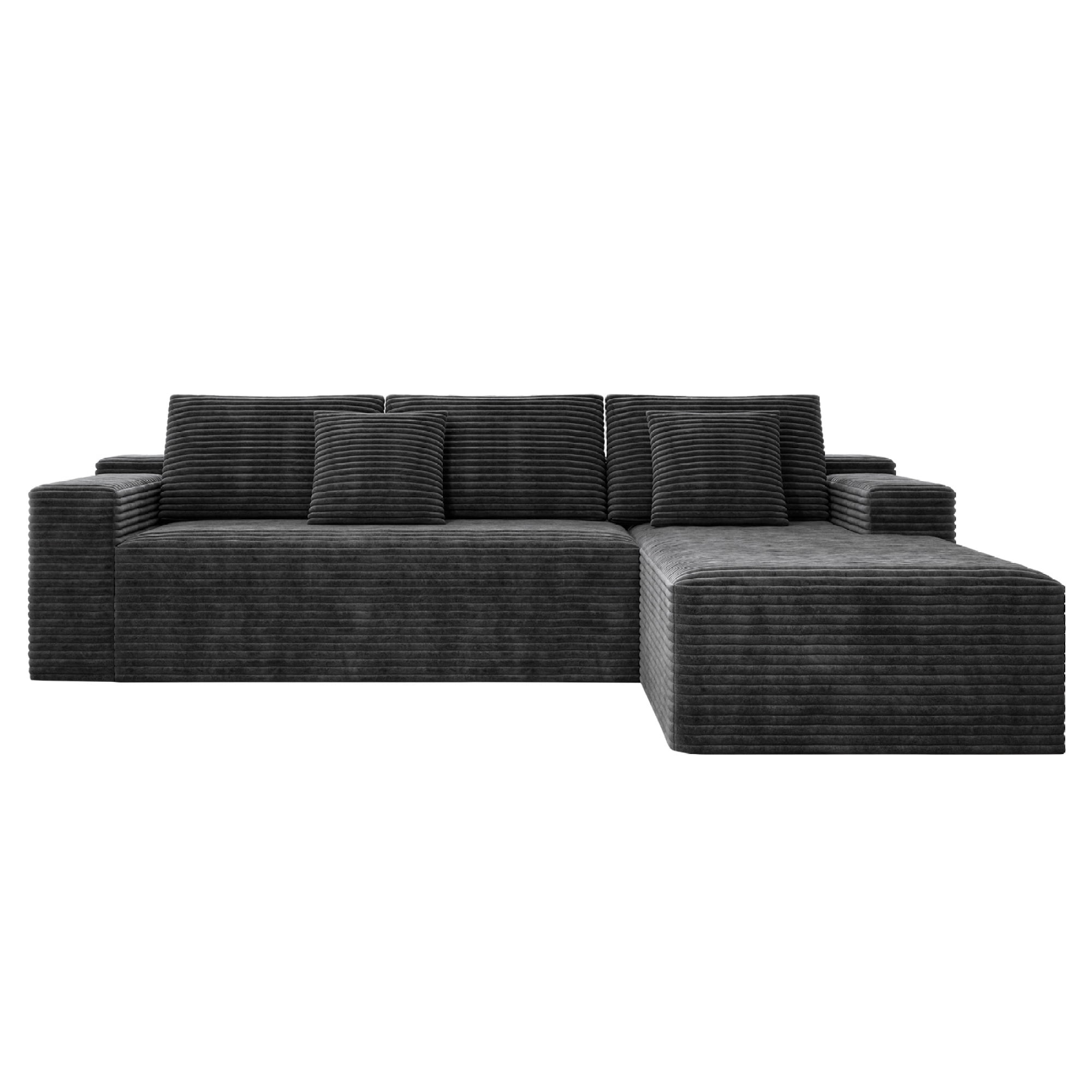 104" Modular Sectional Sofa,Oversized L-Shape Cloud Couch,Modern Corduroy Sleeper Couches Boneless Couches for Living Room,Bedroom,Apartmen,No Assembly Required,Grey-Right Chaise