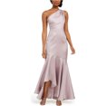 thumbnail image 1 of Adrianna Papell Vestido largo de sirena con volantes y un hombro para mujer, Gris, 4, 1 of 2