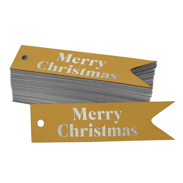 Inkdotpot Pack Of 50 Merry Christmas Favor Paper Tags Craft Real Silver Foil Hang Tags