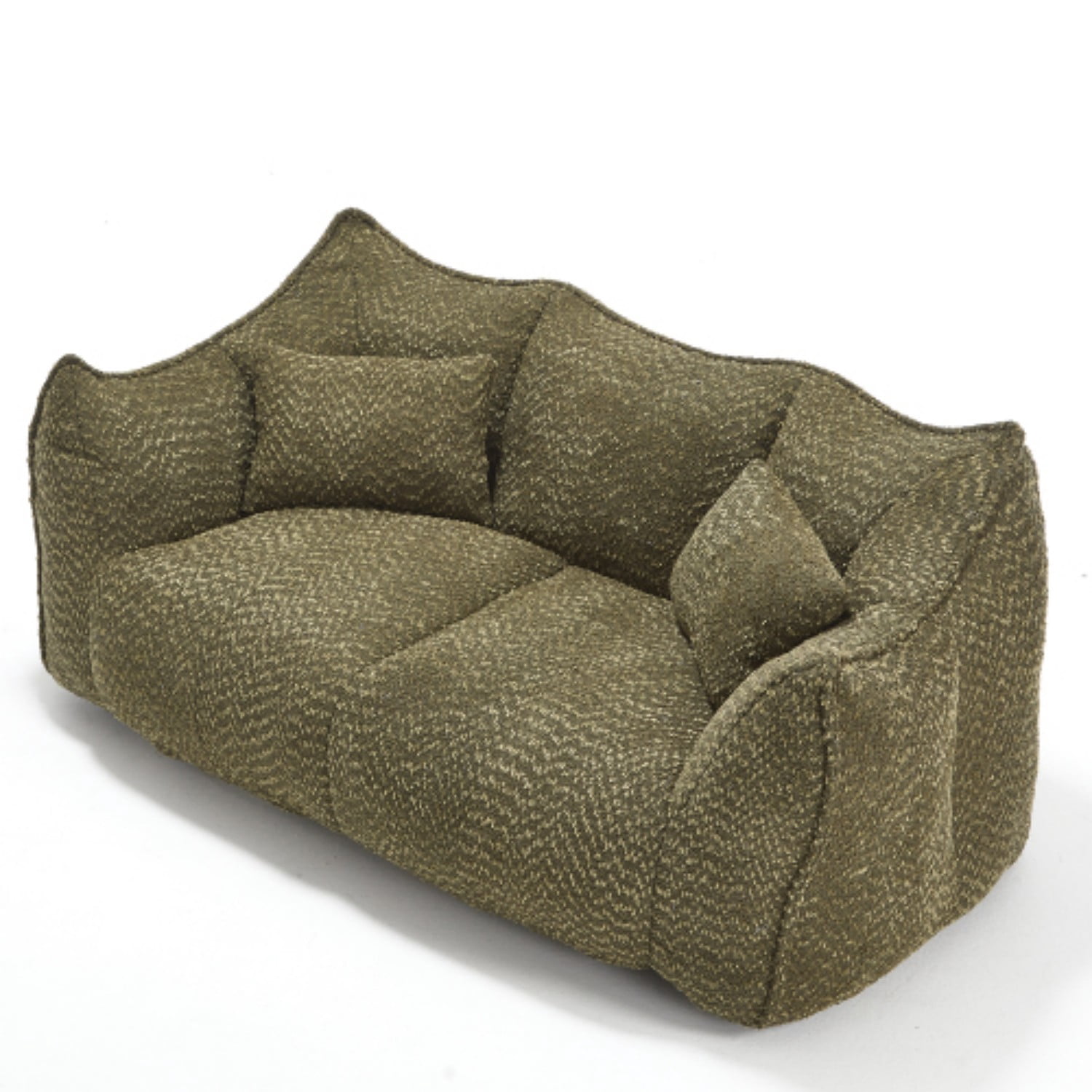 Oversized Bean Bag Chair for 2 People, Soft Chenille Square Floor Sofa with High Resilience Foam Core, Armless Lounge Recliner for Living Room, Bedroom, Gaming & Reading Room, Olive Green