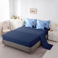thumbnail image 5 of jejeloiu Modern Aesthetic Leaves 7 Pieces Bedding Comforter Set,Rustic Floral Full Bedding Set,Blue Flowers Fitted Sheet Flat Sheet For Men Women,Luxury Bedroom Decor Reversible, 5 of 8