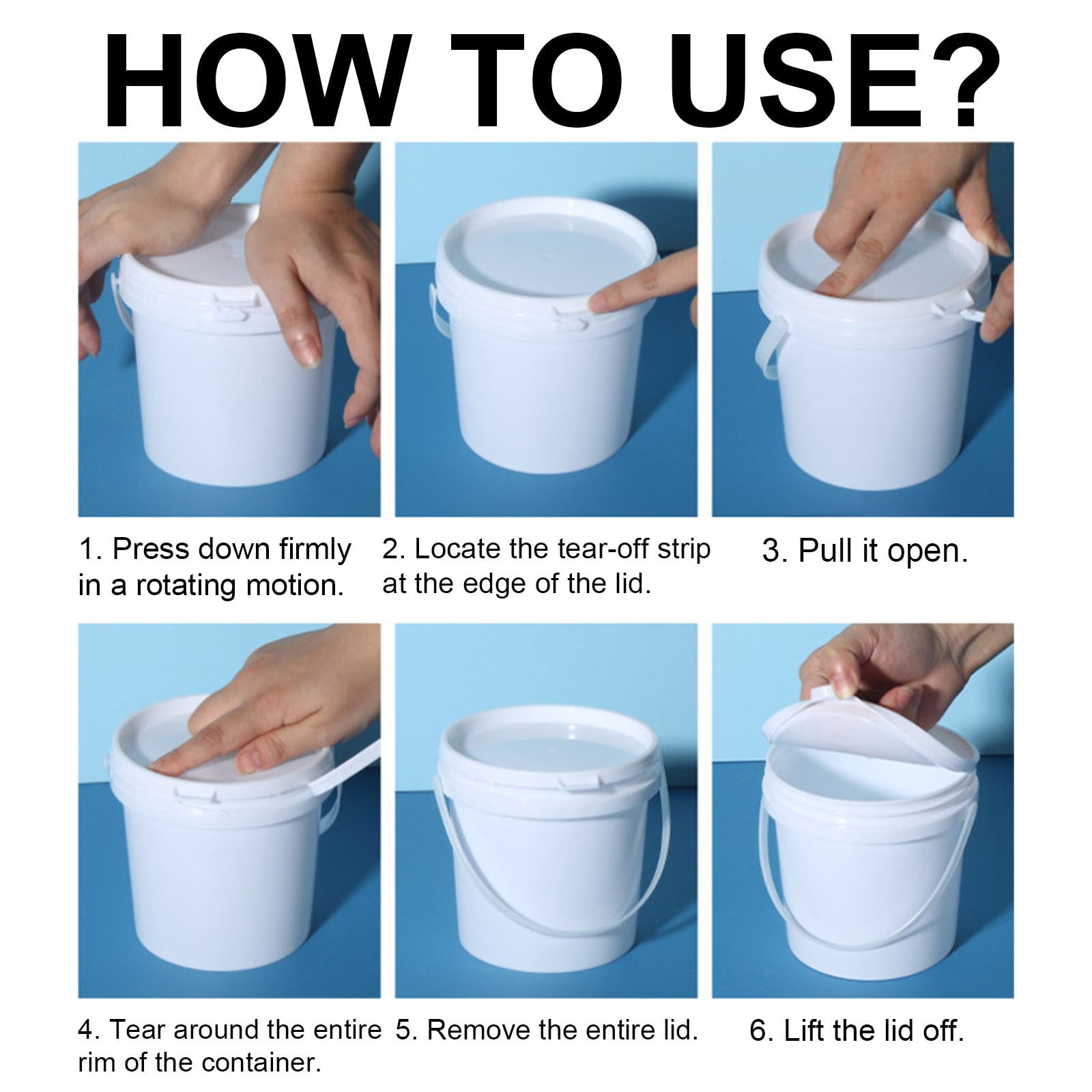 3 Gallon Plastic Bucket with Lid & Handle, Airtight Food Storage Container, Reusable Bucket for Flour Sugar Snacks, Heavy Duty Buckets, Portable Water Bucket Set, Kitchen Organization Camping Use