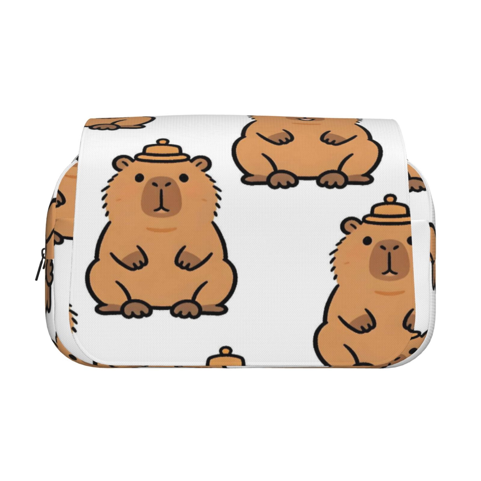 Large-Capacity Flip-Top Double-Layer Pencil Case, Multi-Functional Pocket Pen Case, Durable Stationery Organizer Cartoon Capybara