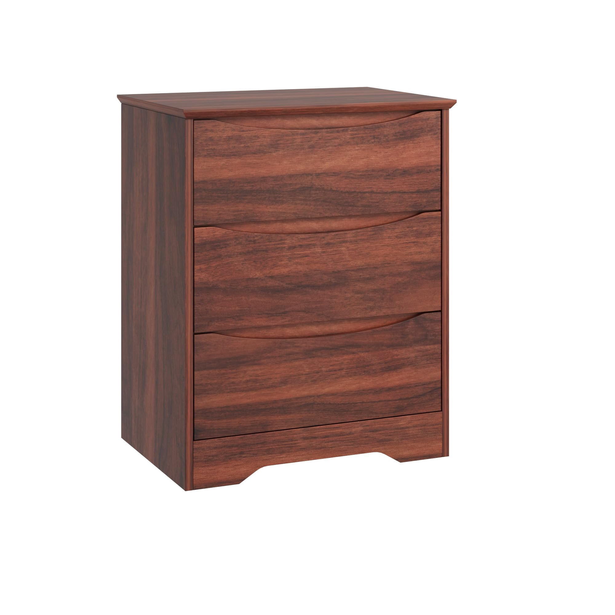 Kicctian Modern Dresser with 3 Deep Drawers, 30" Tall Wooden Storage Cabinet for Bedroom, Living Room, Entryway, Red Walnut