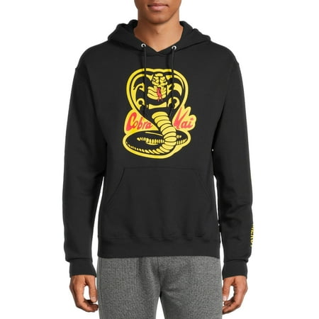Cobra Kai Men's & Big Men's Strike First Strike Hard No Mercy Long Sleeve Graphic Hoodie Sweatshirt, Cobra Kai Hoodies