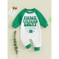 thumbnail image 2 of Bslissey Baby Girls Boys Footless Jumpsuit 3M 6M 12M 18M Long Sleeve Letter Clover Print Sweatshirt Rompers Newborn Infant Casual Playsuit Spring Fall Daily Outfit, 2 of 9