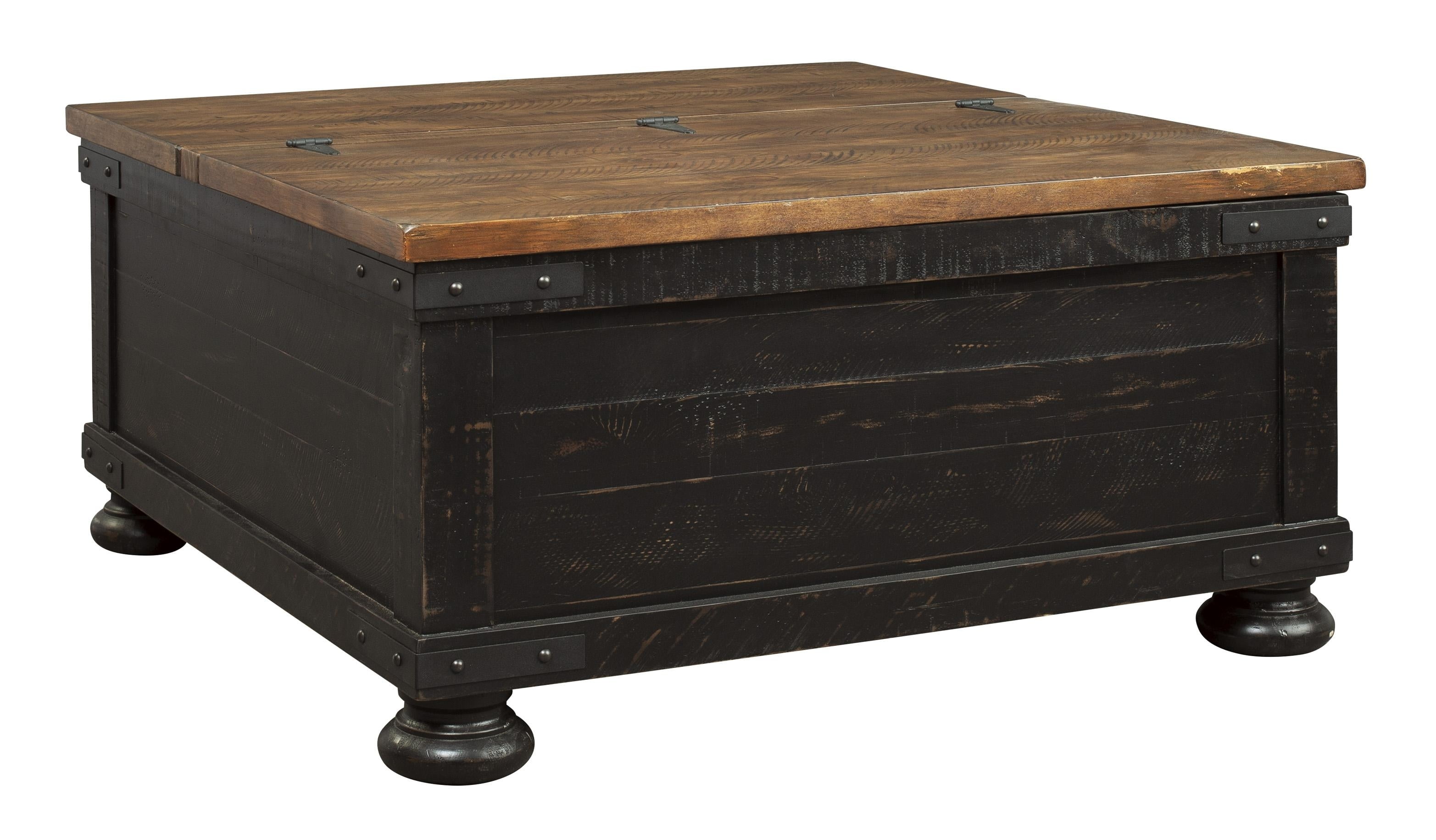 Square Wooden Lift Top Cocktail Table with Trunk Storage, Brown and Black - Walmart.com ...