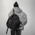 thumbnail image 2 of Mochilas negras lisas para hombre, ropa informal de moda, mochila para hombre, mochilas escolares de gran capacidad Harajuku, 2 of 5