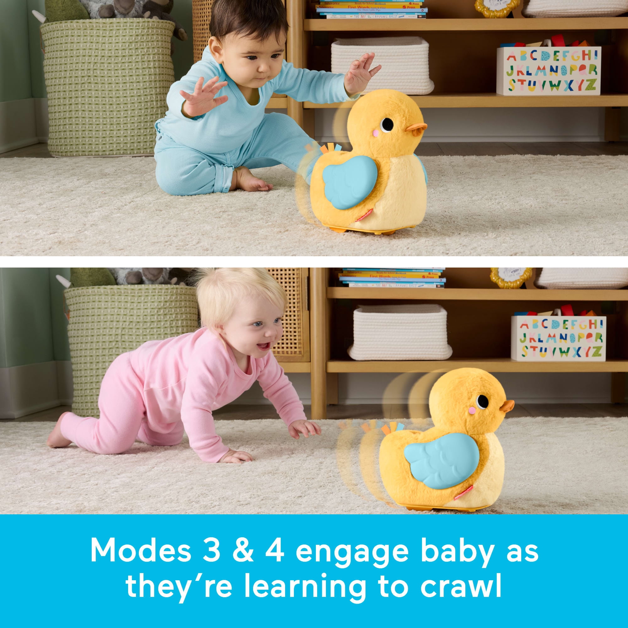 Fisher-Price 4-in-1 Cuddle & Crawl Duck, Baby Musical Tummy Time & Crawling Plush Toy
