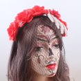 thumbnail image 4 of Red Diadema con forma de flor y esqueleto para mujer, diadema para maquillaje, decoraciones para el cabello de carnaval, 4 of 5