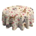 thumbnail image 4 of Pitbull Dog and Flower Floral Round Tablecloth 60"x60",Wrinkle Wipeable Table Cloth for Kitchen Dining Room Picnic Patio Party, 4 of 6
