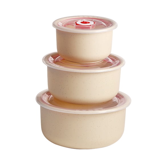ROSEXIXI 3 Pcs Wheat Straw Bowl Set,Plastic Food Storage Containers With Lids,Airtight Microwave Safe Lunch Box