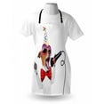 thumbnail image 3 of Popstar Party Apron Jack Russel Dog with Sunglasses Party Hat and Bowtie Singing Birthday Song, Unisex Kitchen Bib Apron with Adjustable Neck for Cooking Baking Gardening, Multicolor, by Ambesonne, 3 of 3