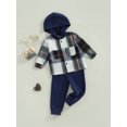 thumbnail image 4 of Bagilaanoe 2pcs Toddler Baby Boy Long Pants Set Plaid Print Long Sleeve Hood Shirt + Trousers 1T 2T 3T 4T 5T 6T Kid Casual Outfits, 4 of 8