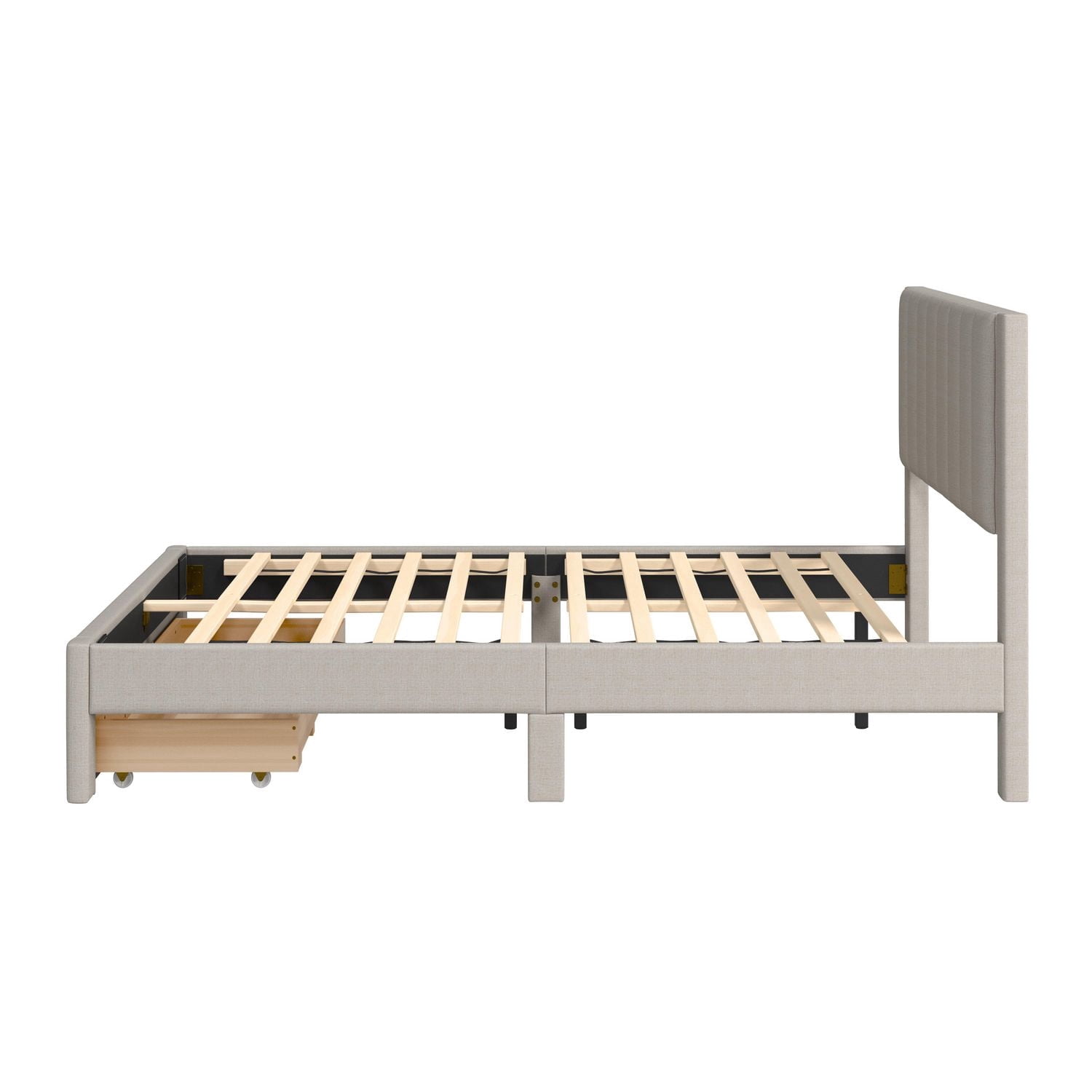Lit plateforme capitonné et rembourré avec rangement CorLiving Metro Beige en versions double/double