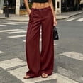 thumbnail image 2 of FRSASU Women's Wide Leg Pants Belted Palazzo Trousers Flowy Dress Casual Work Slacks Relaxed Loose Bottoms Street Wear Wine, 2 of 8