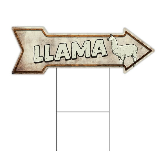 SignMission C-ARROW12-999768 12 x 36 in. Corrugated Plastic Single Sided Arrow Sign - Llamas