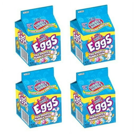 PSLLC Easter Dubble Bubble Egg Shaped Bubble Gum Candies Carton – Easter Egg and Easter Basket Stuffers - 4 oz (4 Pack)