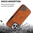 thumbnail image 2 of Feishell for iPhone 16 Pro Back Flip Case with Credit Card Slots,Shockproof Durable PU Leather Magnetic Button Adjustable Kickstand Wallet Phone Case for Women Men,Brown, 2 of 11