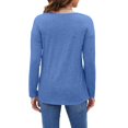 thumbnail image 4 of Women's Long-Sleeved Tops with Loose Waist and Casual Shirt Design, Comfortable and Relaxed Fit for Everyday Wear, Basic T-Shirt Style, and Women's Fashion,Blue,M, 4 of 4