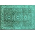 thumbnail image 1 of Ahgly Company Machine Washable Indoor Rectangle Oriental Turquoise Blue Traditional Area Rugs, 8' x 10', 1 of 4