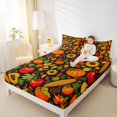 thumbnail image 3 of Manfei Classic Halloween Pumpkin Lantern Queen Sheets,Spider Web Silhouette Print Queen Sheet Sets,4 Pieces,1 Flat Sheet,1 Fitted Sheet and 2 Pillowcases, 3 of 6